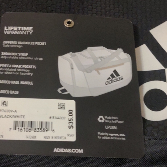 Adidas small defender III duffle Black and white - Picture 3 of 4